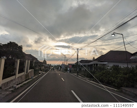 Twilight atmosphere on a beautiful village street in the afternoon 111149597