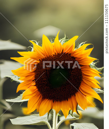sunflower field in the garden. Generative AI. sunflower field in the garden. Generative AI. 111150675