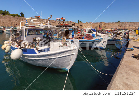Fishing boats in Mandrak harbor on Rhodes island. 111151224