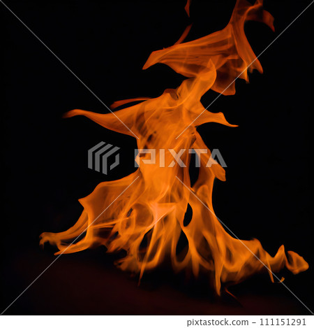 fire flames on black background. Generative AI. 111151291