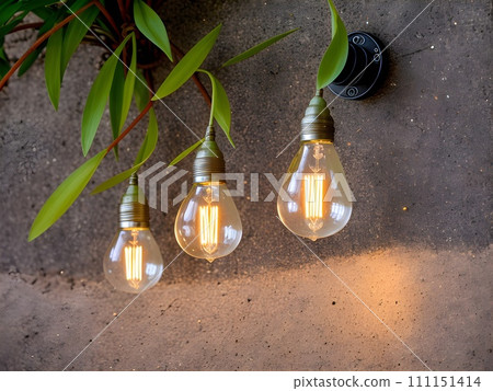 light bulb hanging on wall. Generative AI 111151414