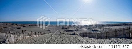 Panoramic view of the sand dunes and Enshu Sea seen from Nakatajima Sand Dunes Panoramic view of the sand dunes and Enshu Sea seen from Nakatajima Sand Dunes 111151857