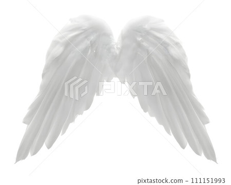 white angel wings isolated on white background. Generative AI 111151993