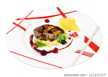 French cuisine: Foie gras sautéed with berry sauce French cuisine: Foie gras sautéed with berry sauce 111152137