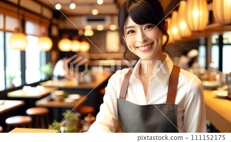 cute girl working in a restaurant 111152175