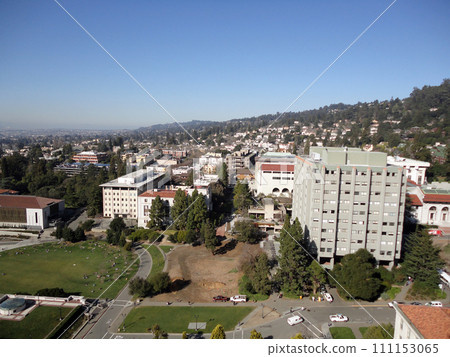 Birds eye view of courtyard, Historic, and modern Buildings of UC Berkeley Campus 111153065