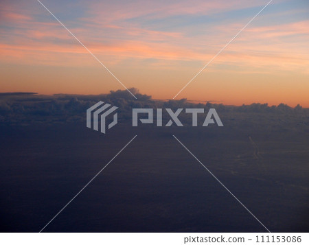 Dawn light of the Sky on the clouds and ocean 111153086
