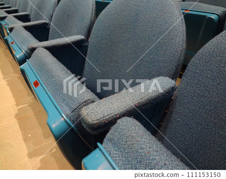 Curved Rows of Light Blue Cloth Seat with armrests 111153150