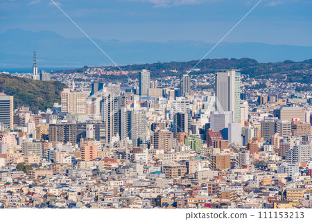 (Shizuoka Prefecture) Shizuoka city center buildings seen from Maruyama Flower Garden 111153213