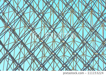 Blue sky and architecture triangular truss structure framework 111153224