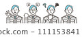 Male worker's happy, angry, sad expressions and pose set [vector illustration material] 111153841