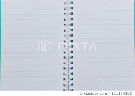 top view image of open notebook with blank page, lined paper texture background top view image of open notebook with blank page, lined paper texture background 111154398