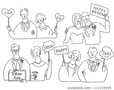 Photo props, seniors, wedding assortment, line drawings 111154565