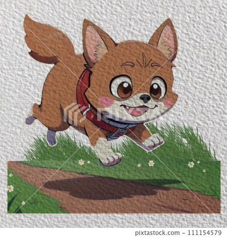 illustration of a dog in a scarf 111154579