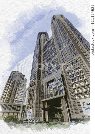 Watercolor style Nishi-Shinjuku Tokyo Metropolitan Government Buildings 1 and 2 Shinjuku-ku, Tokyo Watercolor style Nishi-Shinjuku Tokyo Metropolitan Government Buildings 1 and 2 Shinjuku-ku, Tokyo 111154622