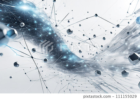 White,blue abstract technology background with a network grid and particles connected. Sci-fi digital technology with line connect network.AI-generated item 111155029