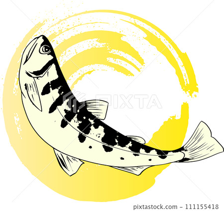 Sumi-e of a jumping yamame trout Sumi-e of a jumping yamame trout 111155418