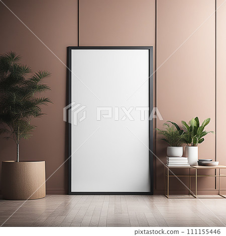 Close up blank frame mockup on shelf in the living room. frame mockup design for advertisement, frame presentation.AI-generated item Close up blank frame mockup on shelf in the living room. frame mockup design for advertisement, frame presentation.AI-generated item 111155446