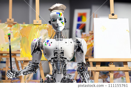 Oil painting robot robot AI art artist robot art robot creation creator 111155761