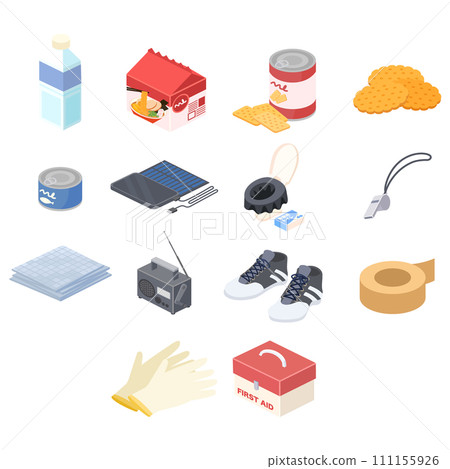 防災用品等距插圖集 防災用品等距插圖集 111155926