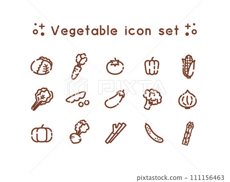 Simple vegetable icon set_b Simple vegetable icon set_b 111156463