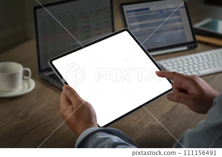 Male student digital tablet touch screen device isolated screen ONLINE ADVERTISING Male student digital tablet touch screen device isolated screen ONLINE ADVERTISING 111156491