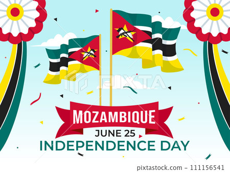 Mozambique Independence Day Vector Illustration on 25 June with Waving Flag and Ribbon in National Holiday Celebration Flat Cartoon Background Mozambique Independence Day Vector Illustration on 25 June with Waving Flag and Ribbon in National Holiday Celebration Flat Cartoon Background 111156541