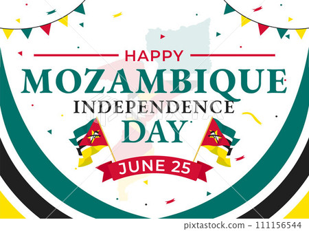 Mozambique Independence Day Vector Illustration on 25 June with Waving Flag and Ribbon in National Holiday Celebration Flat Cartoon Background Mozambique Independence Day Vector Illustration on 25 June with Waving Flag and Ribbon in National Holiday Celebration Flat Cartoon Background 111156544