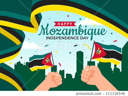 Mozambique Independence Day Vector Illustration on 25 June with Waving Flag and Ribbon in National Holiday Celebration Flat Cartoon Background Mozambique Independence Day Vector Illustration on 25 June with Waving Flag and Ribbon in National Holiday Celebration Flat Cartoon Background 111156546