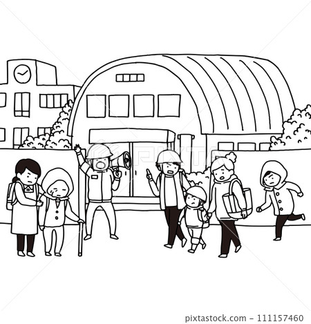 災難期間，一家人前往附近的學校疏散中心 111157460