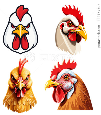Simple chicken illustration set 111157502