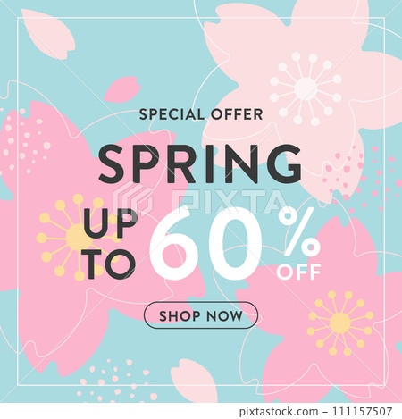 Sale banner background with cherry blossom design (vector illustration) Sale banner background with cherry blossom design (vector illustration) 111157507