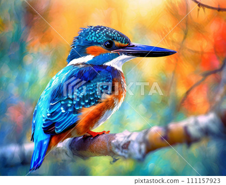 A close-up AI image of a beautiful blue kingfisher 111157923
