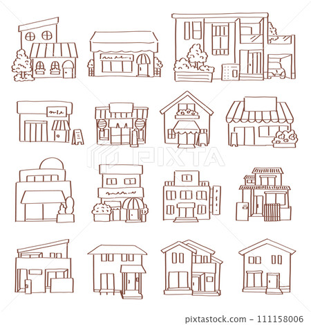 城鎮景觀集商店和房屋 111158006