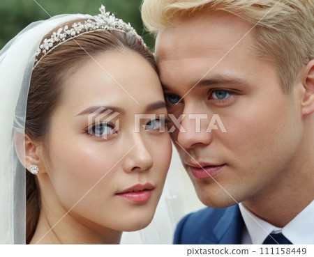 Wedding portrait of a young couple. 111158449