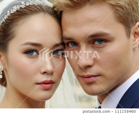 Wedding portrait of a young couple. 111158460