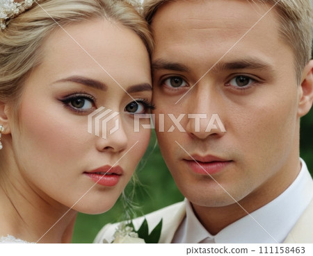 Wedding portrait of a young couple. 111158463