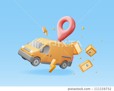 3D Delivery Van and Cardboard Boxes 3D Delivery Van and Cardboard Boxes 111158732