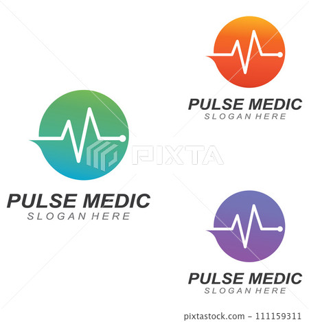 Pulse line or medical wave. Vector logo design concept illustration template Pulse line or medical wave. Vector logo design concept illustration template 111159311