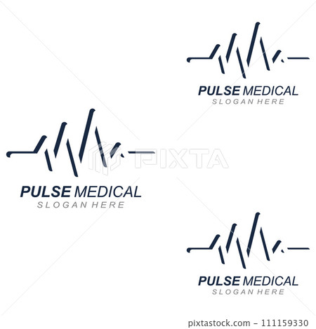 Pulse line or medical wave. Vector logo design concept illustration template Pulse line or medical wave. Vector logo design concept illustration template 111159330
