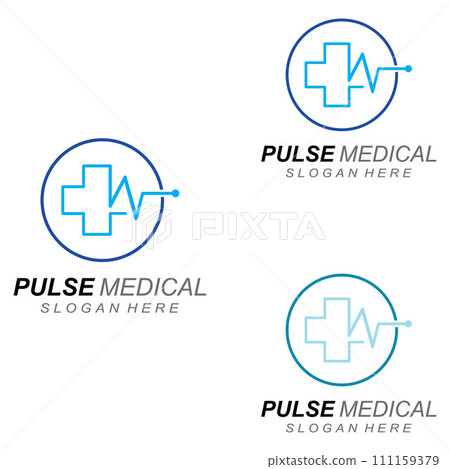 Pulse line or medical wave. Vector logo design concept illustration template Pulse line or medical wave. Vector logo design concept illustration template 111159379