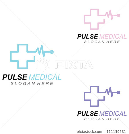 Pulse line or medical wave. Vector logo design concept illustration template Pulse line or medical wave. Vector logo design concept illustration template 111159381
