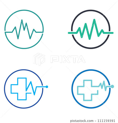 Pulse line or medical wave. Vector logo design concept illustration template Pulse line or medical wave. Vector logo design concept illustration template 111159391