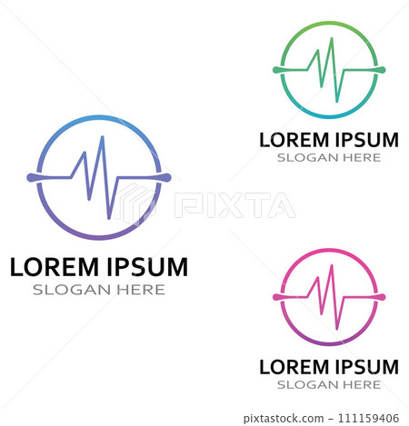 Pulse line or medical wave. Vector logo design concept illustration template Pulse line or medical wave. Vector logo design concept illustration template 111159406