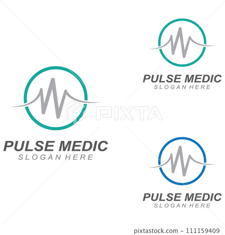 Pulse line or medical wave. Vector logo design concept illustration template Pulse line or medical wave. Vector logo design concept illustration template 111159409
