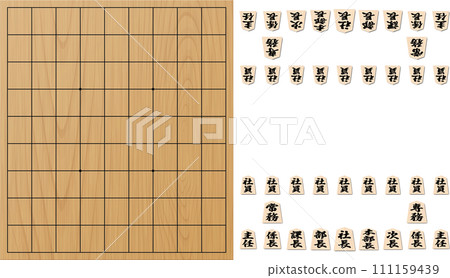 Shogi pieces and a shogi board that look like company positions 111159439