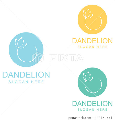 Dandelion flower logo and symbol design vector illustration template 111159551