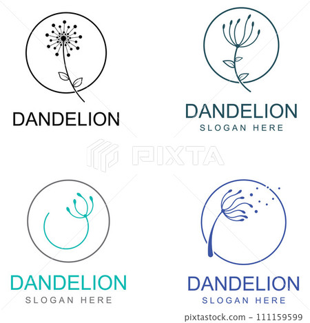 Dandelion flower logo and symbol design vector illustration template Dandelion flower logo and symbol design vector illustration template 111159599