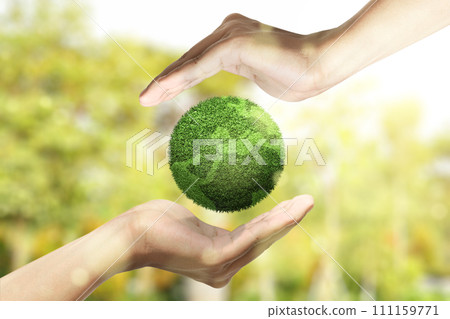 Human hand showing fertile land Human hand showing fertile land 111159771