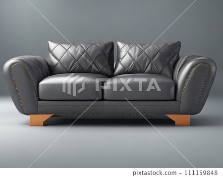 Stylish leather sofa. Interior design. Generative AI Stylish leather sofa. Interior design. Generative AI 111159848